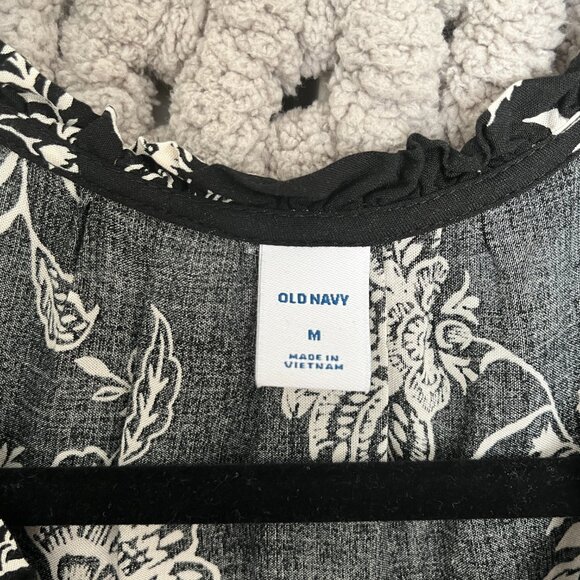 Old Navy Tiered Maxi Dres Black & White Medium - Picture 3 of 13